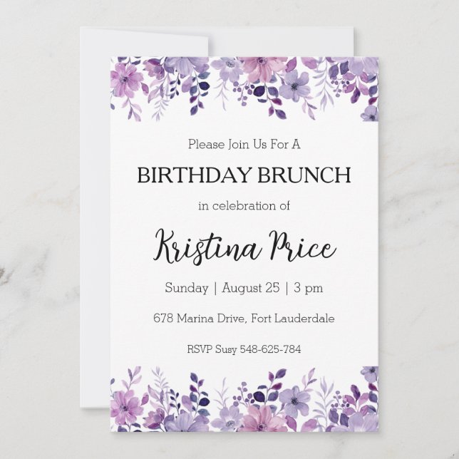 floral birthday brunch invitation (Front)