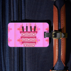 Floral Birthday Cake for Her/Girls Art Print Luggage Tag