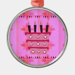 Floral Birthday Cake for Her/Girls Art Print Metal Tree Decoration