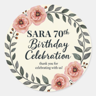 Floral birthday celebration classic round sticker