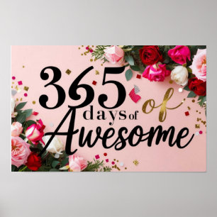 Floral birthday countdown pink poster wall art 