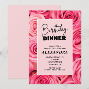 Floral Birthday dinner 88th birthday invitations