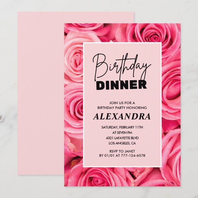 Floral Birthday dinner 96th birthday invitations  (Front/Back)