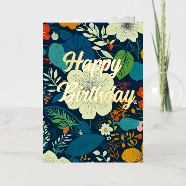 Floral Birthday Foil Greeting Card (Front)