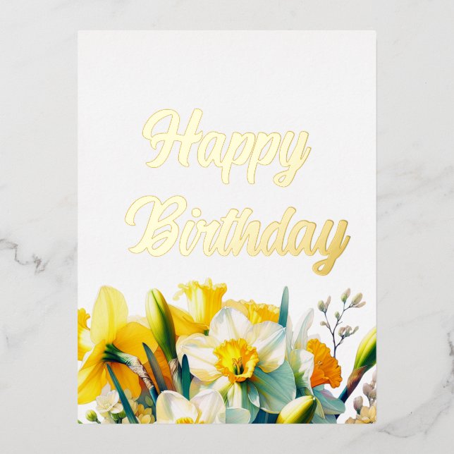 Floral Birthday  Foil Holiday Postcard (Front)