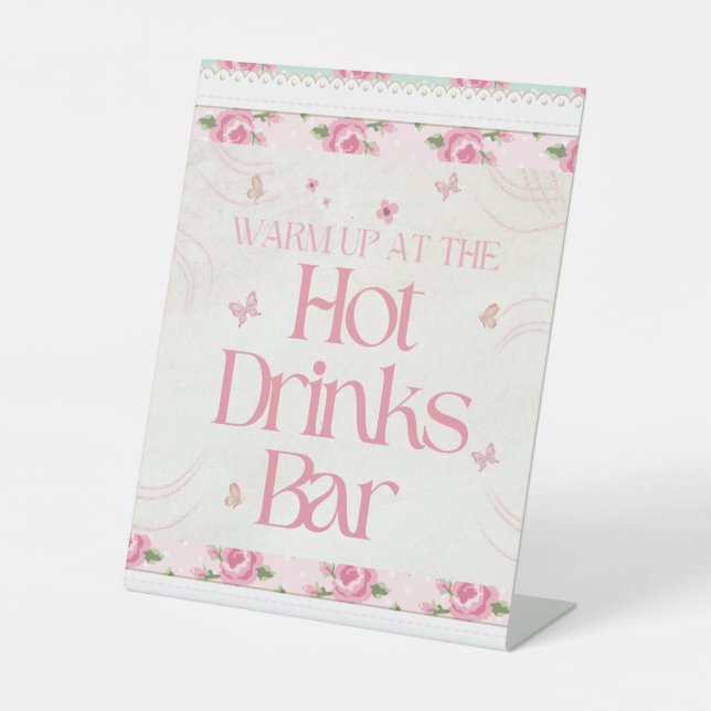 Floral Birthday Hot Drinks Bar Sign (Front)