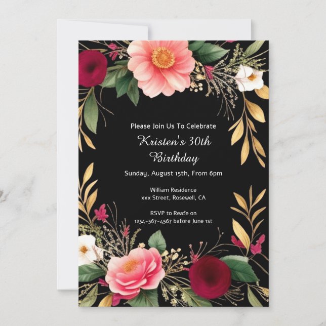 Floral Birthday Invitation (Front)