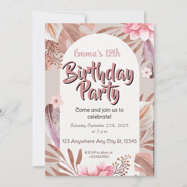 Floral Birthday Invitation (Front)