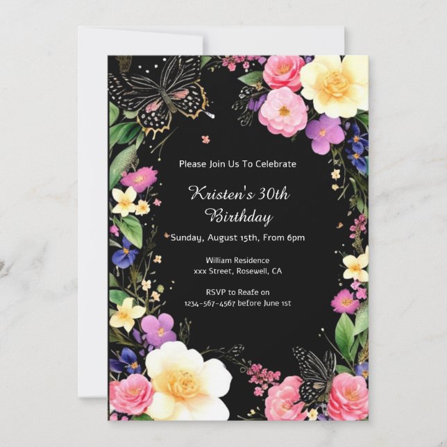 Floral Birthday Invitation (Front)