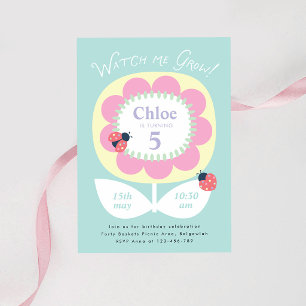 Floral Birthday Invite, Watch me Grow Party Invitation