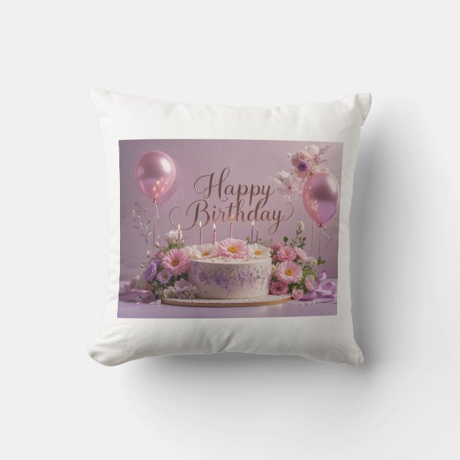 Floral birthday luxurious elegant extravagant cushion (Front)
