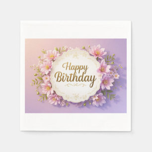Floral birthday luxurious elegant extravagant napkin