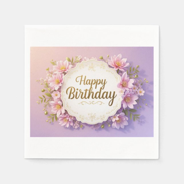 Floral birthday luxurious elegant extravagant  napkin (Front)