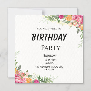 Floral Birthday Magnet Card – Pink & Orange