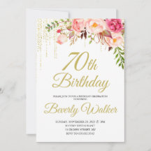 Floral Birthday Party 70th Birthday Invitation