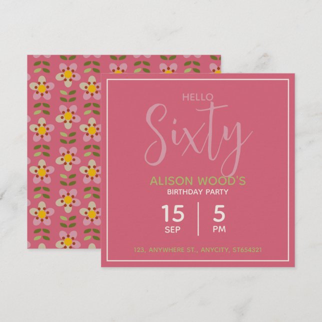 Floral Birthday Party Invitation | Custom Card (Front/Back)