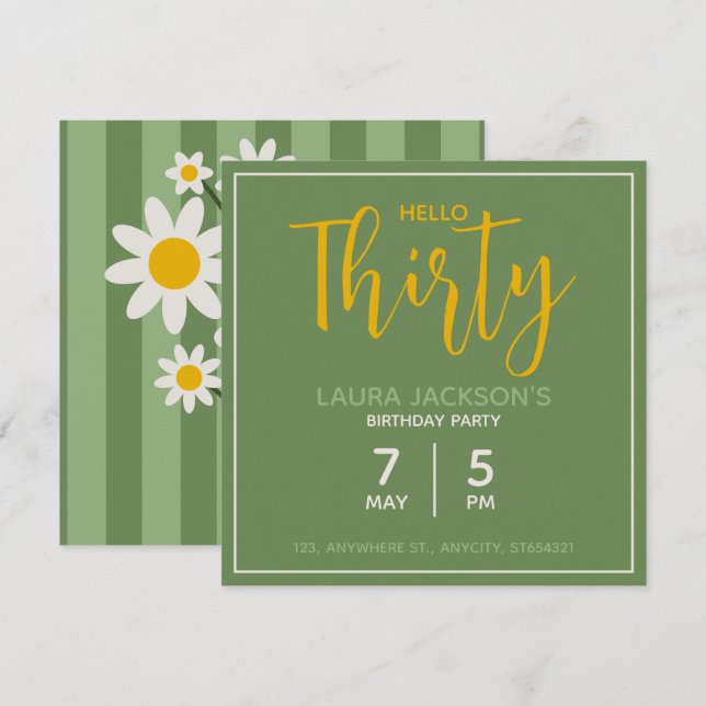 Floral Birthday Party Invitation | Custom Card (Front/Back)