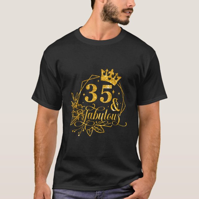 Floral Birthday Queen 35 Fabulous 35Th Birthday Wo T-Shirt (Front)