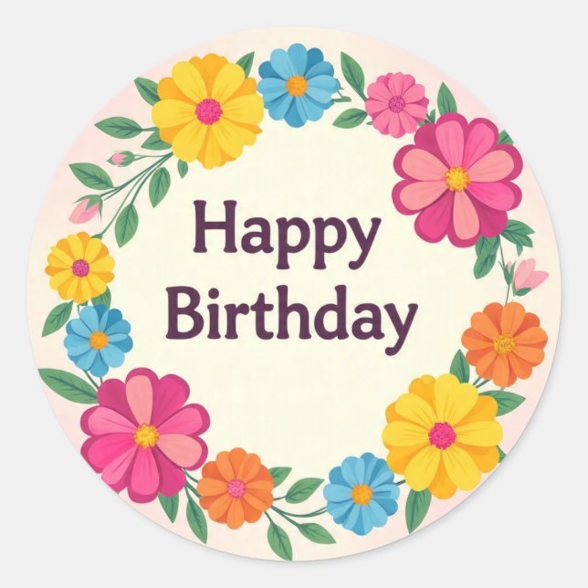 Floral birthday sticker  (Front)
