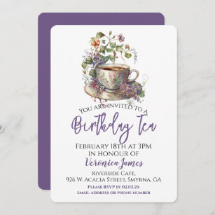 Floral Birthday Tea Party Invitation