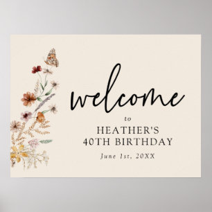 Floral Birthday Welcome Poster
