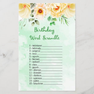 Floral Birthday Word Scramble Game