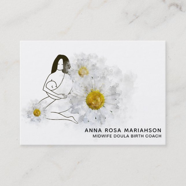 *~* Floral Birthing Midwife Doula  Birth Pregnancy Business Card (Front)
