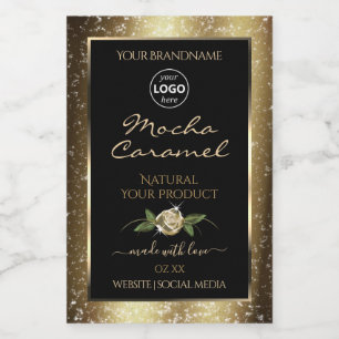 Floral Black and Gold Brown Product Labels Logo