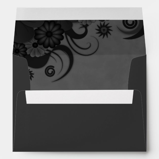 Floral Black and Grey Elegant Custom Envelopes (Back (Bottom))