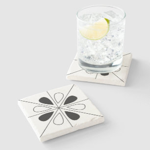 Floral Black and White Floral  Stone Coaster