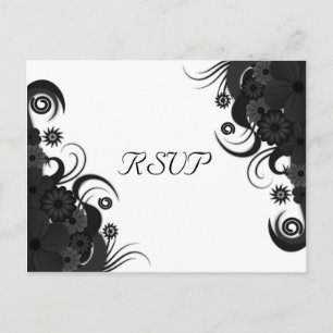 Floral Black and White Gothic RSVP Response Card