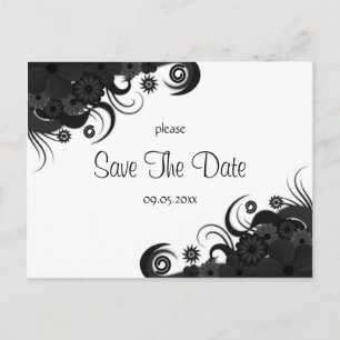Floral Black and White Gothic Save The Date Cards