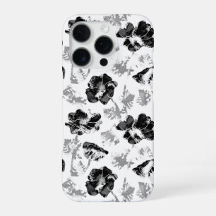Floral, black and white iPhone 16 pro case