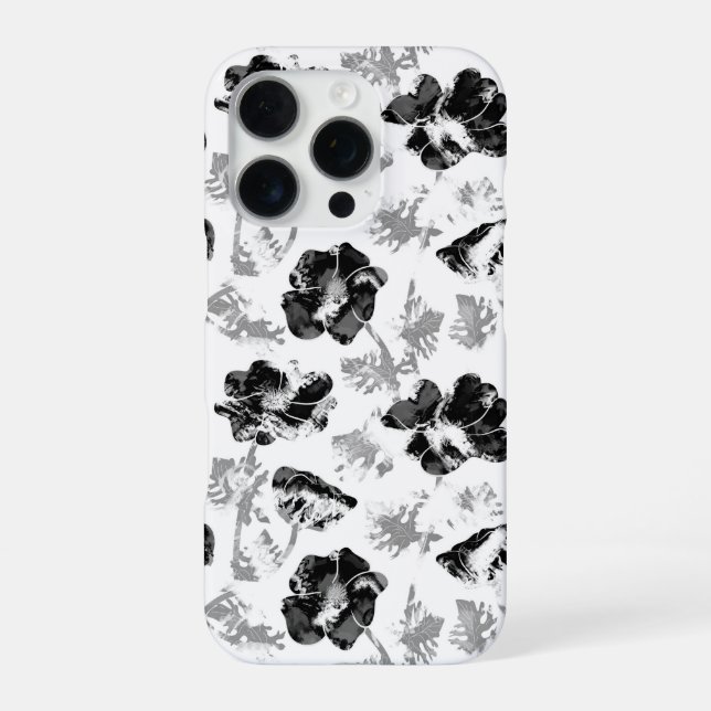 Floral, black and white iPhone case (Back)