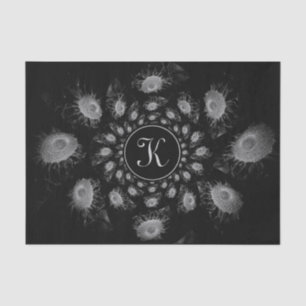 Floral Black And White Monogram Elegant Tissue Paper