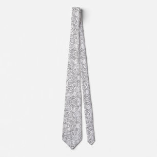 Floral Black and white Paisley  Tie