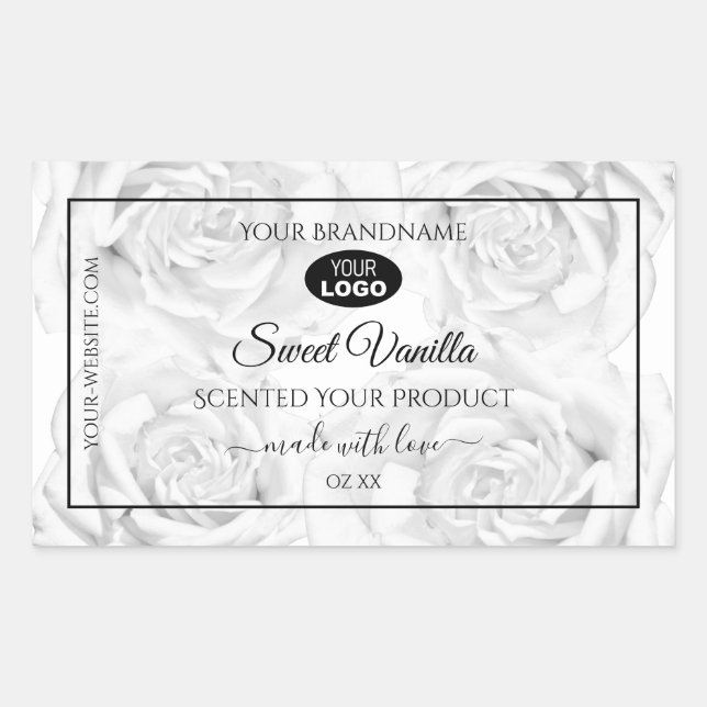 Floral Black and White Product Package Labels Logo (Front)