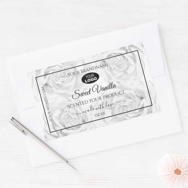 Floral Black and White Product Package Labels Logo (Envelope)