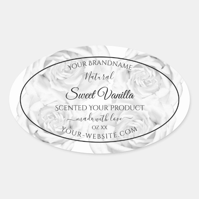 Floral Black and White Product Packaging Labels (Front)