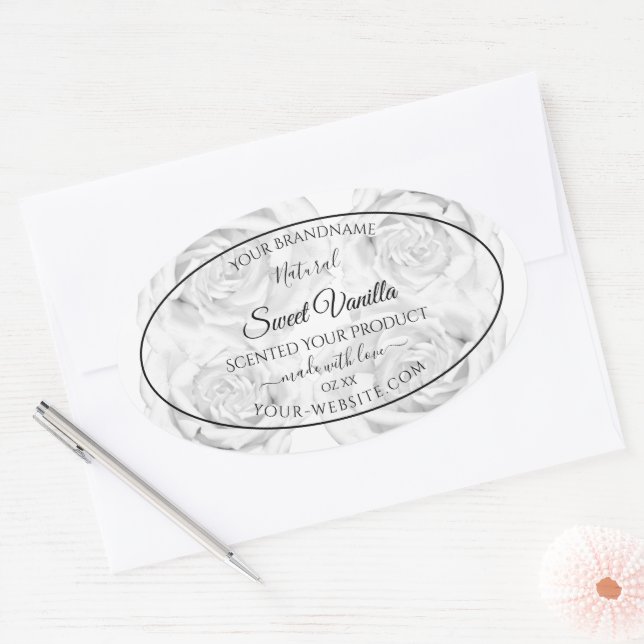 Floral Black and White Product Packaging Labels (Envelope)