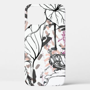 Floral Black and White Seamless Pattern. Modern Ar iPhone 12 Case