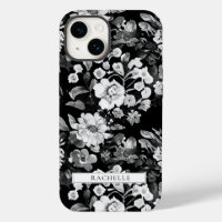 Floral Black and White Watercolor Personalised