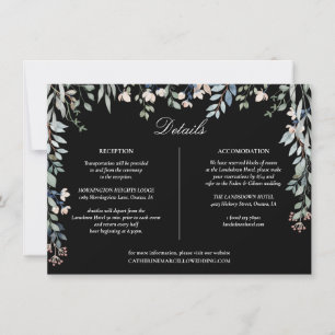 Floral Black And White Wedding Details Card