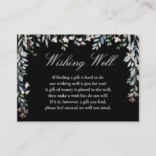 Floral Black And White Wishing Well Wedding Enclosure Card