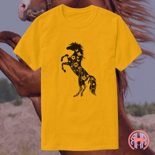 Floral Black Arabian Horse T-Shirt