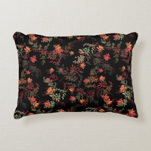 Floral Black Background Seamless Pattern Decorative Cushion