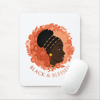 Floral Black & Blessed Mouse Mat