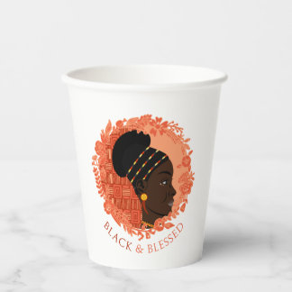 Floral Black & Blessed Paper Cups