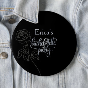 Floral Black Gothic Bachelorette Party 6 Cm Round Badge
