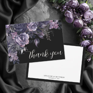 Floral Black Gothic Wedding Thank You Card